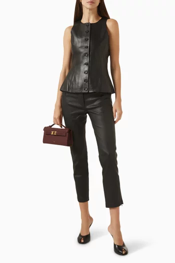 Low-waist Crop Pants in Leather