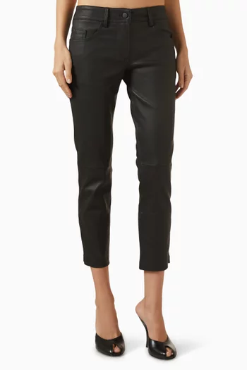 Low-waist Crop Pants in Leather
