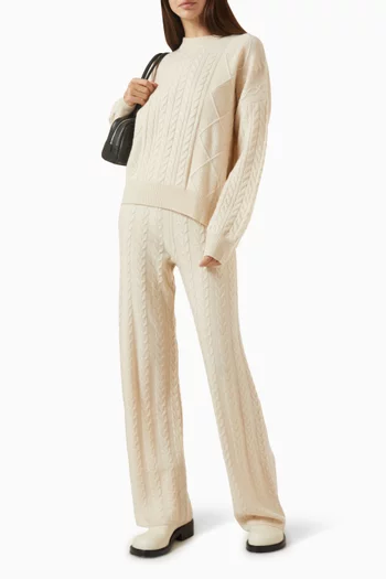 Cable-knit Straight-leg Pants in Cashmere