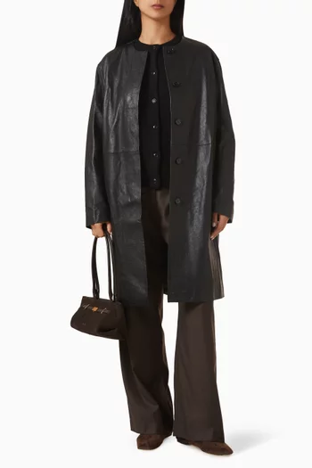 Yari Ostrich-effect Coat in Leather