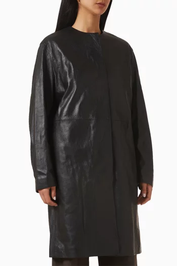 Yari Ostrich-effect Coat in Leather