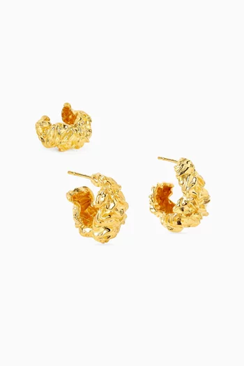 أقراط دائرية بتموجات متعددة معدن مطلي بلون ذهبي