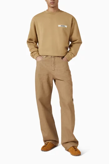 سويت شيرت برقعة مضلعة قطن