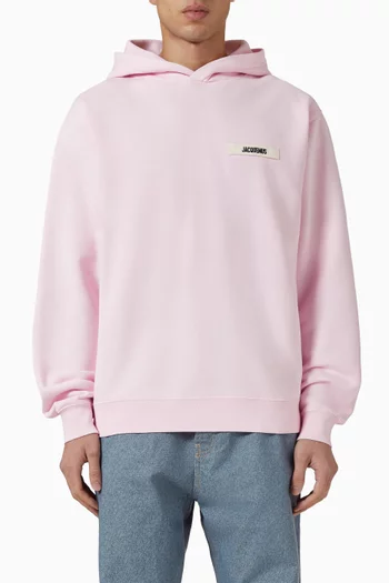 كنزة بغطاء رأس برقعة مضلعة قطن