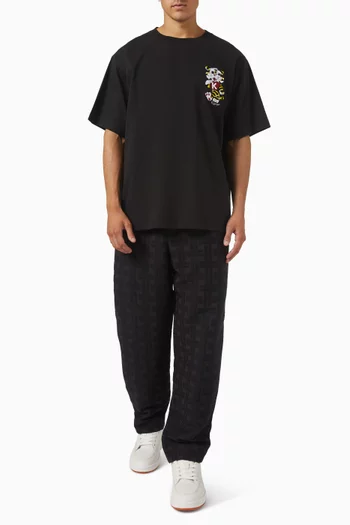 Wild Tiger Embroidered Oversized T‑shirt in Cotton