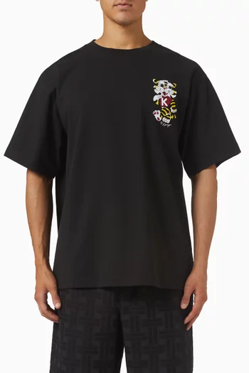 Wild Tiger Embroidered Oversized T‑shirt in Cotton