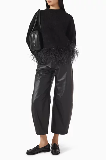 سترة دوفيكو بحافة بريش مزيج صوف ألبكة