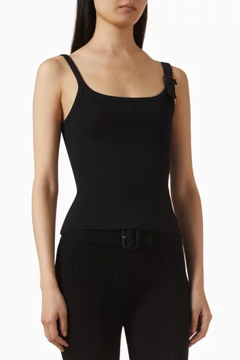 بلوزة بتصميم بلا أكمام مستوحى من التسعينيات بإبزيم نسيج مضلع