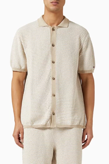 سترة بولو بنسيج بارز