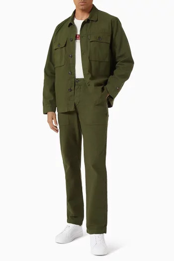 Textured Washed Utility Shirt Jacket in Satin