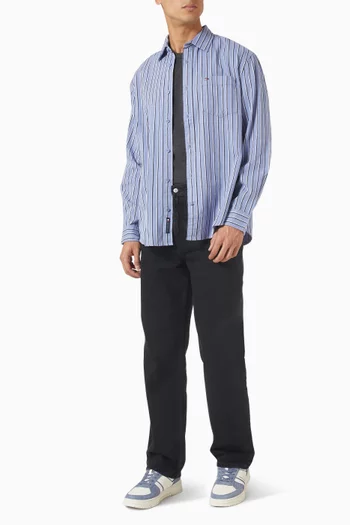 Relaxed Fit Stripe Shirt in Cotton Twill