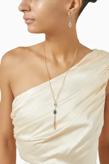 قرط منفرد كاسباه متدلٍ طويل ذهب أصفر عيار 18