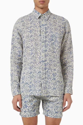 قميص بقصة عادية كتان