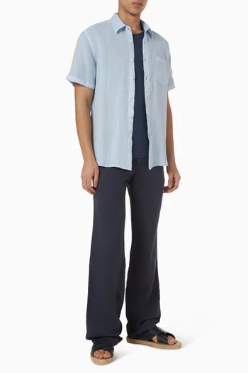 قميص بقصة عادية كتان