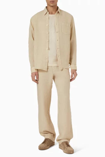 قميص بقصة عادية كتان