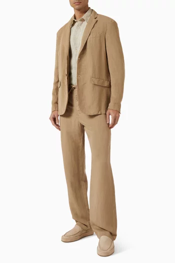 جاكيت بصف أزرار كتان