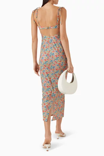 فستان سهل الارتداء بتصميم بتلات زهور وسلك سفلي مزيج نايلون