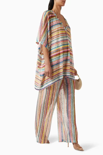 بنطال للارتداء فوق ملابس السباحة بنقشة خطوط متعرجة