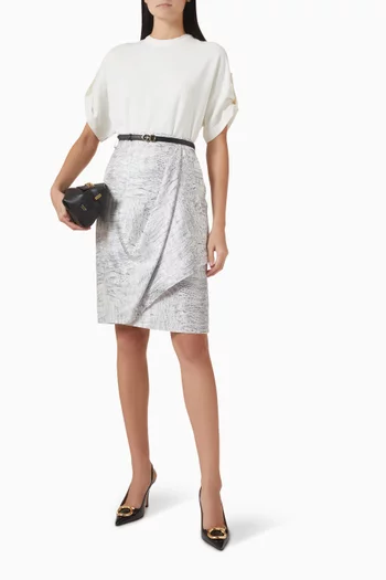 Alligator-print Skirt in Silk-twill