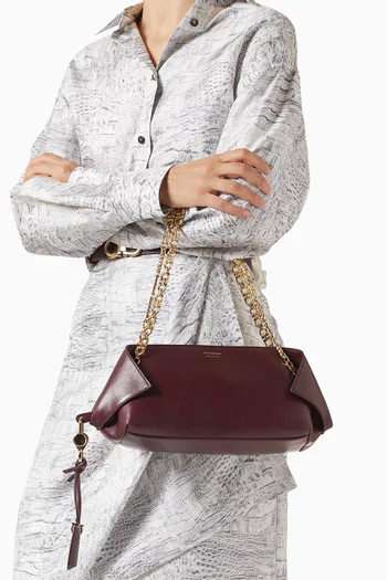 حقيبة كتف بزوايا مطوية جلد عجل