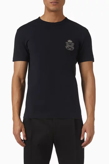 تي شيرت برقعة حرفي DG مستوحاة من دروع الفروسية قطن جيرسيه