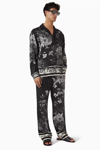 Flower Bouquet-print Shirt in Twill