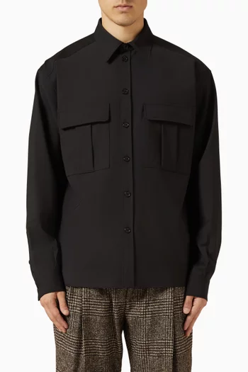 Shirt in Wool-blend Canvas