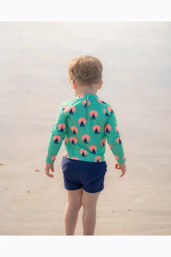 طقم سباحة جارفيس مزين بنقشة