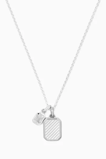 قلادة هومباج بحجر توباز ثماني الأضلاع وسلسلة بحلقات على شكل مشبك ورق فضة إسترلينية