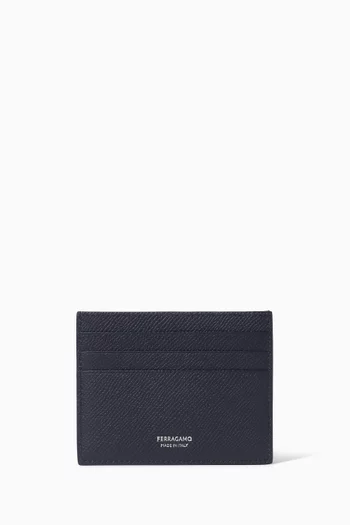 Gancini-print Card Case in Leather