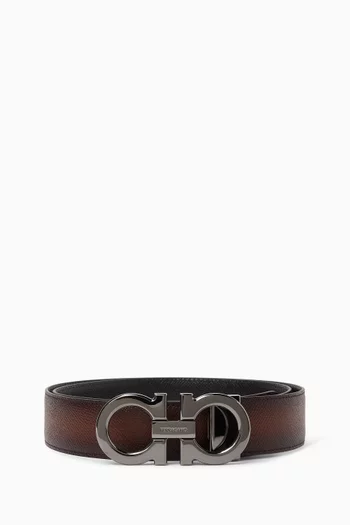 Gancini Reversible Monogram Belt in Leather