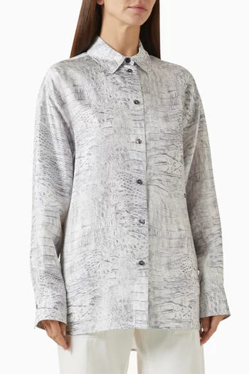 Alligator-print Shirt in Silk Twill