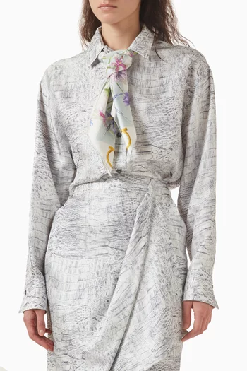 وشاح بنقشة زهور حرير