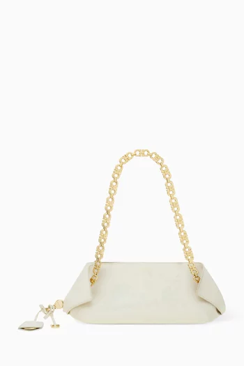 حقيبة كتف بزوايا مطوية جلد عجل