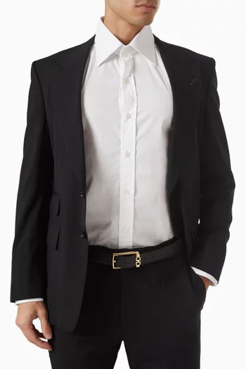 حزام بوجهين وحلية جانشيني جلد عجل بارز