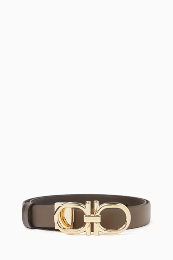 Reversible Gancini Belt in Leather