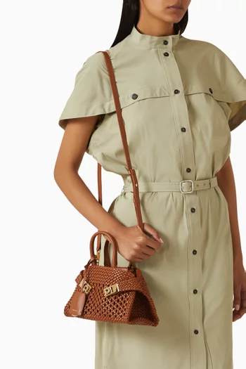 Mini Hug Top-handle Bag in Woven Leather