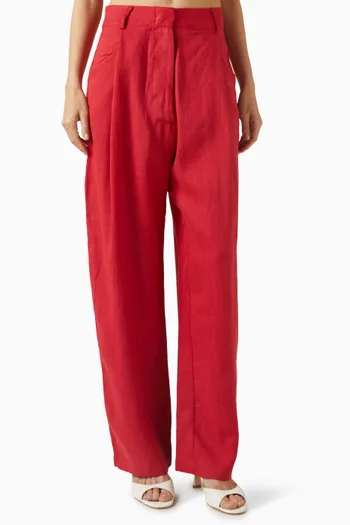 بنطال بقصة ساق واسعة كتان