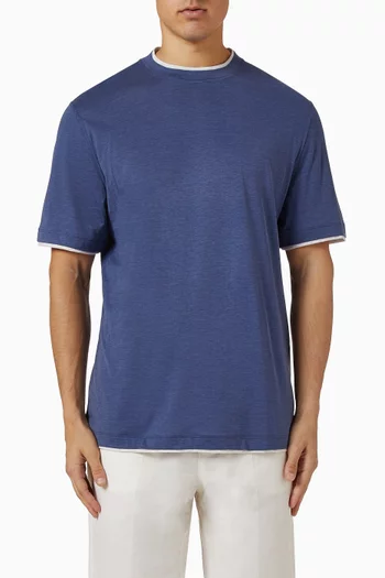 Faux-layering T-shirt in Silk & Cotton