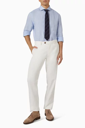 قميص بقصة فضفاضة كتان