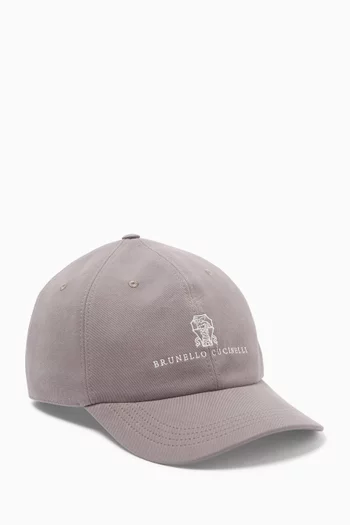 Embroidered Logo Baseball Cap in Cotton-gabardine