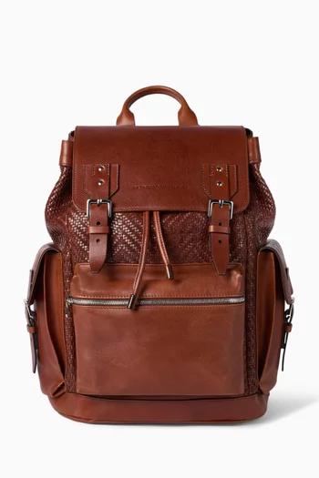 City Backpack in Braided Leather