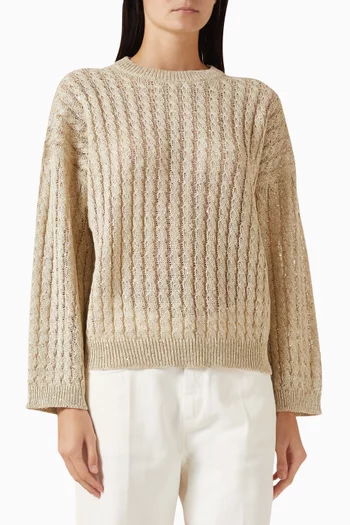 سترة لامعة منسوجة بغرزة الضفيرة مزيج صوف ماعز