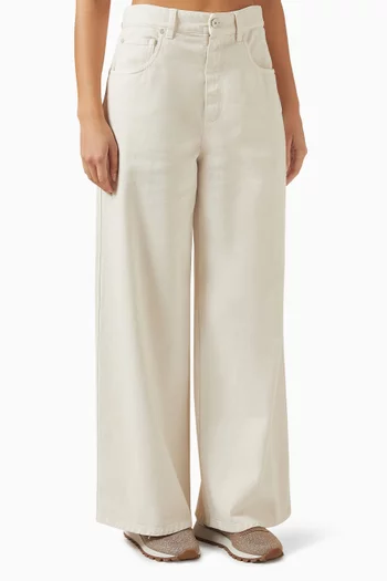 بنطال بقصة واسعة ومطرز بخرز مونيلي دينم