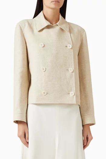 Crop Monili Caban Jacket in Linen Blend