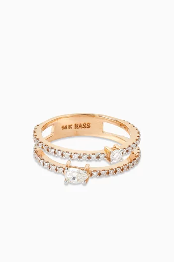 Double-band Diamond Ring in 14kt Rose Gold