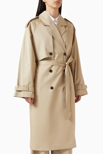Rickie Belted Maxi Trench in Cotton Twill