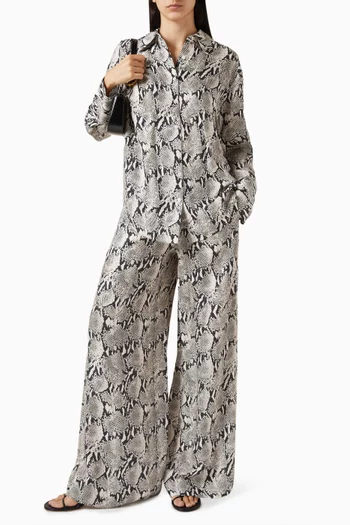 Roslyn Python-print Pants in Cupro Blend