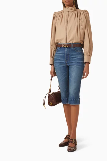 Gathered Boule Jacket in Organic Cotton-canvas