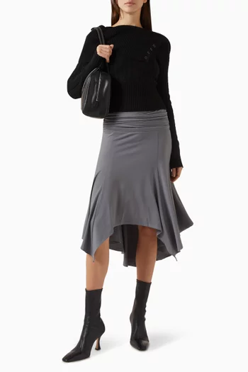 سترة منسوجة بياقة درابيه